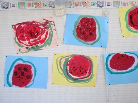 スイカの絵を描いたよ 9月 15年 北浜北幼稚園 ブログ 北浜北幼稚園
