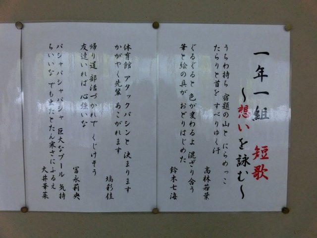 1年生廊下の掲示 11月 18年 都田中学校 ブログ 都田中学校