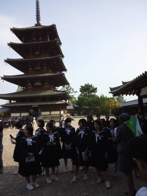 法隆寺・夢殿  4月  2013年  南陽中学校 ブログ  南陽中学校